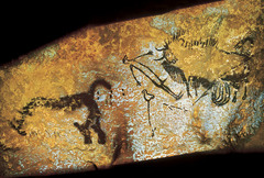 (1-12) Bird-Headed Man with Bison 
Dordogne region of France 
15,000 BCE