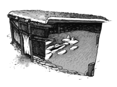 (1-15) Reconstruction Drawing of Lepenski Vir House 
Serbia 
6,000 BCE