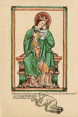 16-20 Matthew Paris, Self-Portrait kneeling before the Virgin and Child
(Gothic art, 1150-1400)
