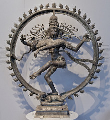 202. Shiva as Lord of Dance (Nataraja)
Location: Hindu; India (Tamil Nadu)
Artist: 
Date: c. 11th century CE
Culture:
Period/Style: Chola Dynasty
Medium/Material: cast bronze
Theme(s):
Form: 
Function: 
Content:
Context:
Cross Cultural Connection(s):