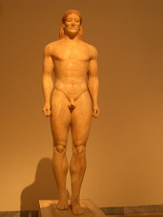 Anavysos Kouros
Archaic Greek. c. 530 B.C.E. Marble with remnants of paint
