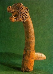 Animal Head Post from Oseberg Ship Burial,834,wood,Viking Art