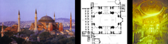 Anthemius of Tralles and Isidorus of Miletus, exterior, plan and interior of Hagia Sophia, Constantinople, 532-537 CE (Early Byzantine Art)