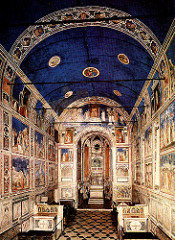Arena (Scrovengni) Chapel, including Lamentation
Padus, Italy. Unknown architect; Giotto di Bonde (artist). Chapel: c. 1303 C.E.; Fresco: c. 1305. Brick (architecture) and fresco