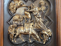 Brunelleschi 
Sacrifice of Isaac Competition for Baptistery Doors
Florence 1401 gilded bronze relief