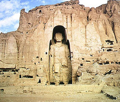 Buddha 
Bamiyan, Afghanistan. Gandharan. c. 400-800 C.E. (destroyed in 2001). Cut rock with plaster and polychrome paint