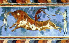 Bull Leaping, from the palace complex at Knossos, Crete, c. 1500-1450 BCE, fresco
 (Minoan Art)
