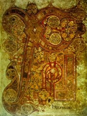 Chi Rho Iota Page from the Book of Kells, c. 800 CE, manuscript illumination
 (Hiberno-Saxon Art)
