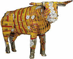 Corned Beef 2000

Tuffery, 1994, Mixed Media

- collonialism
-Intrest in Polynesian heritage
-Life sized bull made of flattened cans
-Canned beef is the favorite food in Polynesia
-exported from New Zealand
-Canned meat causes obesity in Polynesia
-canned meat ruined tradition agriculture, fishing and cooking
-Small wheels concealed at the feet for movement
-Recycling emphasized by reuse of cans