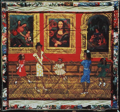 Dancing at the Louvre, from the series The French Collection, Part I; #1. Faith Ringgold. 1991 C.E. Acrylic on canvas, tie-dyed, pieced fabric border.