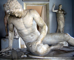 Dying Gaul
c. 230 BCE
Period: Hellenistic Greek
Artist: Epigonos
Seen as a hero by Greeks, figure meant to be seen from different angles.