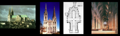 Exterior, interior and plan of Chartres Cathedral, France, 1194-1230 (west façade begun c. 1134) (High Gothic Architecture)
