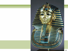 Figure 3-1 Death mask of Tutankhamen, from the innermost coffin in his tomb at Thebes, Egypt, 18th Dynasty, ca. 1323 BCE. Gold with inlay of semiprecious stones, 1' 9 1/4