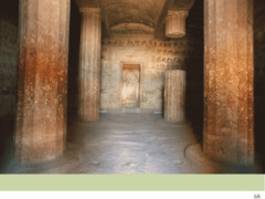 Figure 3-19 Interior hall of the rock-cut tomb of Amenemhet (tomb BH 2), Beni Hasan, Egypt, 12th Dynasty, ca. 1950-1900 BCE. (Middle Kingdom)