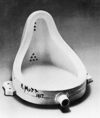 Fountain. Duchamp. 1950. Readymade glazed sanitary china with black paint