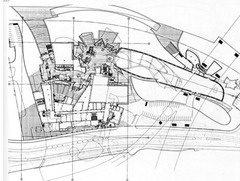 Frank Gehry; Guggenheim Museum Bilbao (site plan); 1997; titanium, glass, and limestone