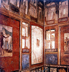 Fresco from the House of Vetii - 62-79 CE
Period: Rome, Early Empire
Context: buried in Pompeii
Material: plaster/paint (fresco)
-all 4 styles of painting
-well preserved