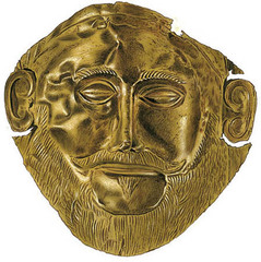 Funerary Mask, c. 1600 B.C.E., National Archaeological Museum,Mycenean Art/ Aegean Art
