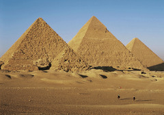 Great Pyramids. Giza, Egypt. Old Kingdom, Fourth dynasty. c. 2550-2490 bce cut limestone