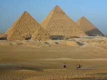 *Great Pyramids*
2550-2472 BC
Gizeh, Egypt
Old Kingdom
Stone

Shape was probably molded after a ben-ben. Pharaohs were influenced by the people of Heliopolis. The oldset of the Seven Ancient Wonders of the World