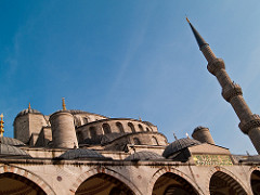 Hagia Sophia, Constantinople 532. Original domes collapsed. Minarets were later addition. Means 