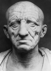 Head of a Roman Patrician - 75 BCE
Period: Rome, Republic
Function: portrait of family/ancestor, bring to parties
Patron: family
Material: stone
Context: old is good (senator) = veristic style
-emphasize old age
-bodies don't matter (young/buff)