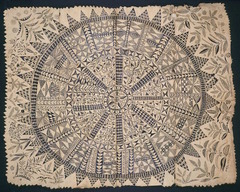 Hiapo (tapa), Niue, c. 1850-1900 CE, tapa or bark cloth with freehand painting
