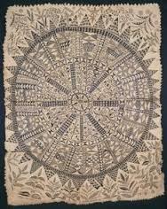 Hiapo (tapa). Niur 1850-1900 ce. tapa or bark cloth, freehand painting