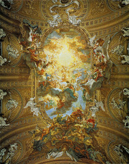Il Gesu, ceiling. Rome, Italy. Gaulli. 16th century