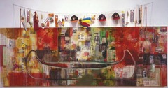 Jaune Quick-to-see Smith; Trade (Gifts for Trading Land with White People); 1992; oil and mixed media on canvas