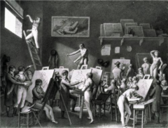 Jean-Henri Cless, The Studio of David, c. 1810