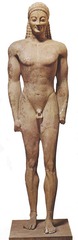 Kouros
c. 600 BCE; 
Period: Archaic Greek
Grave marker