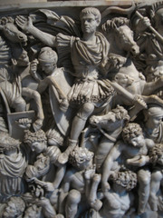 Ludovisi Battle Sarcophagus, 250-260 CE, marble,Roman Art