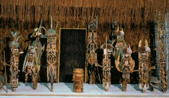 Malagan Display 
New Ireland Province, Papua New Guinea
20th Century
Wood, pigment fiber, and shell