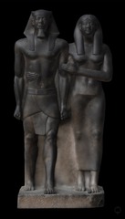 Menkaure and His Queen
c. 2490 BCE; Old Kingdom
Culture: Egypt
Menkaure is rigid = power,Wife is affectionate
Take steps forward into the afterlife. Men and women the same height, indicating equality.