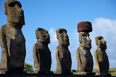 Moia People
Easter Island
1200 CE
Basalt

show relationship to birdman cult through back carvings
Important ancestors
Toppled by European colonists
