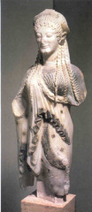 Name: Kore

Date: 520 BCE

Medium: Marble

Location: Greece

Artist: Unknown

Form: 1'9.5