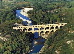 Name: Pont du Gard

Date: 16 BCE (Empire)

Medium: Concrete?

Location: Nimes, France

Artist: Unknown

Form: Two layers of arches, 30 miles long

Function: To carry water, Aqueduct

Content: Can carry 100 gallons of water/day

Context: Water comes from springs and aquifers
