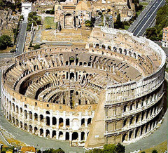 Name: The Colosseum

Date: 80 BCE (Empire)

Medium: Concrete

Location: Rome, Italy

Artist: Unknown but the Flavian Empire financed it

Form: Barrel vaults, groin vaults, arches, façade has engaged columns: 1st level - Tuscan, 2nd level - Ionic, 3rd level - Corinthian. Retractable roof

Function: Entertainment

Content: 76 entrances and exists, different tiers, could hold 50,000 people, giant arena in middle

Context: The different tiers are meant for different social classes