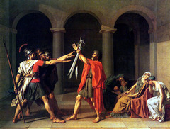 Oath of the Horatii
c. 1784
Artist: David
Period: Neoclassical
Roman story of Roman brothers fighting other Roman brothers to the death.