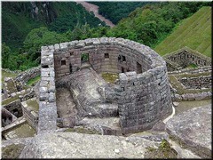 Observatory in Machu Picchu
-used to chart suns movement
-good vantage point in mountains/between peaks
- ashlar masonry