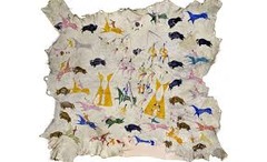 Paint Elk Hide

Cotsiogo, Wyoming, 1890-1900

Worn as a rove over the shoulders of a warrior
Warrior's deeds celebrated on the hide
Conveyed biographical details, personal accomplishments, heroism in battle
Men painted hides to narrate their events
Eventually painted hides for European/ American markets
Depicted traditional aspects of teh Plains people culture that were nostalgic rather that practical, bison hunt with the bow and arrow, nomadic hunting almost gone, bison nearly extinct
Bison seen as gifts from the Creator, god
Horses commonly used at time, liberated the Plains people 
Sun dance done around a bison head, but outlawed by US as threat to order shown
Sun dance is where men dance, others sing, prepare feast, drum, construct a teepee, a house made of hide stretched over poles
Exterior poles reach the spirit world or sky
