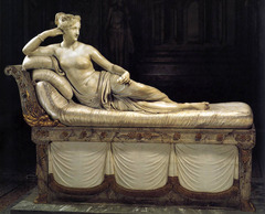 Pauline Borghese as Venus
c. 1808
Artist: Canova
Period: Neoclassical
Napoleon's sister posed as Venus