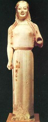 Peplos Kore, c. 530 B.C.E., marble,Greek Archaic