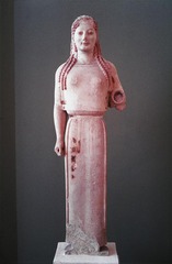 Peplos Kore
c. 530 BCE;
Period: Archaic Greek
Broken hand used to carry offering to Athena, called the peplos because she is wearing something called a peplos.