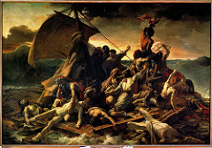 Raft of the Medusa, Theodore Gericault, 1818-1819
Style: French Romanticisim 
This painting shows the raft from a ship that had been destroyed and left for dead. The size of this painting displays the importance of this historical event.