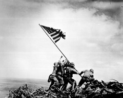 Rosenthal
MARINES RAISING AMERICAN FLAG ON IWO JIMA
1945