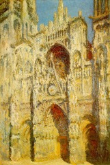 Rouen Cathedral
c.1894
Artist: Monet
Period: Impressionism
Monet painted a series of paintings of the same subject done at different times of day/days. Subtle gradations of light on surface.