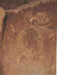 Running horned women
Tassili n'Ajjer, Algeria. 6000-4000 B.C.E. Pigment on rock.