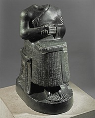 Seated Statue of Gudea
c. 2100 BCE
Culture: Sumer
The diorite used to show the wealth of the owner. Gudea was the ruler of Lagash.